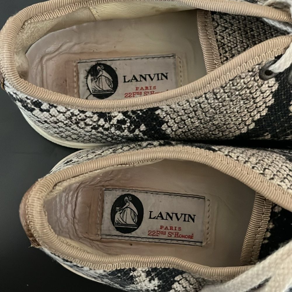 LANVIN Women's Bi-Color Leather Snakeskin Sneaker with Cap Toe, Size 37 (6.5 US) - Picture 12 of 13